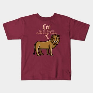 Leo Zodiac Sign Dates & Traits Kids T-Shirt